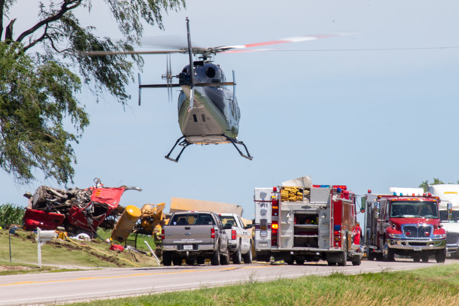 One lifeflighted after cement truck rolls